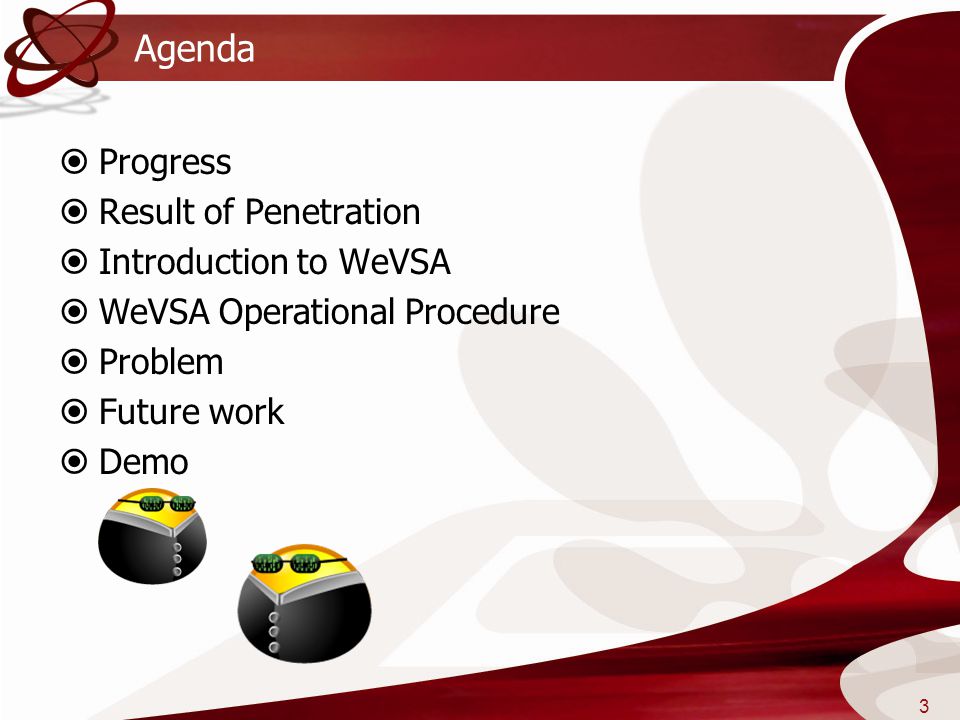 Agenda Progress Result of Penetration Introduction to WeVSA