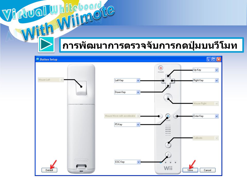 With Wiimote Virtual Whiteboard การพัฒนาการตรวจจับการกดปุ่มบนวีโมท