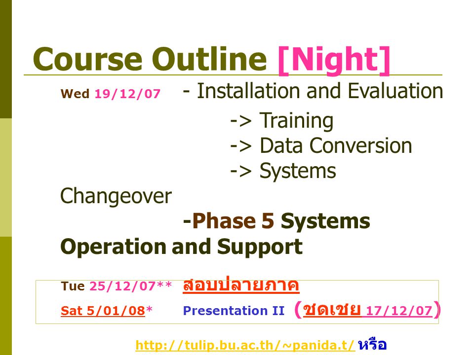Course Outline [Night]