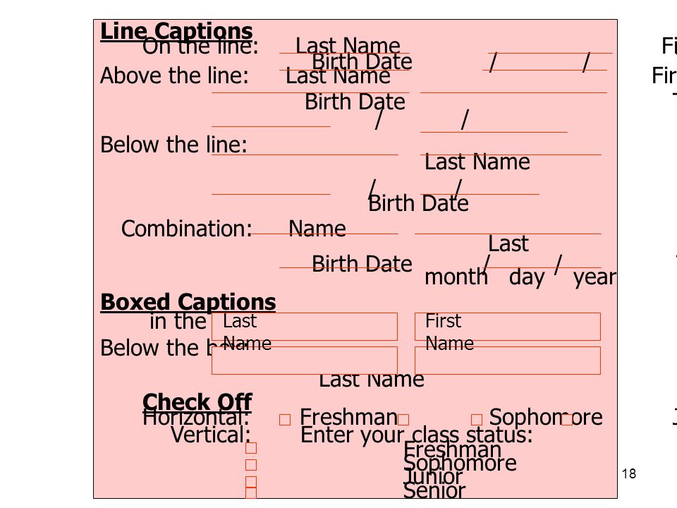 On the line: Last Name First Name Birth Date / / Telephone ( )