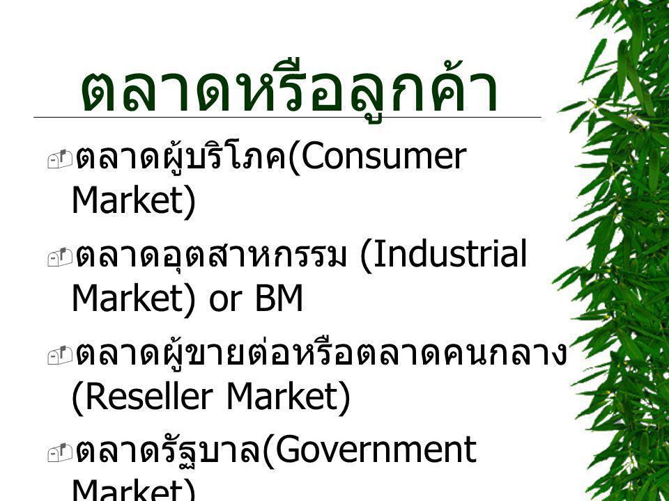 ตลาดหรือลูกค้า ตลาดผู้บริโภค(Consumer Market)