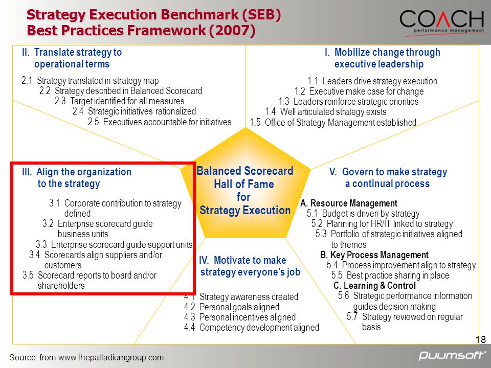 Strategy Execution Benchmark (SEB) Best Practices Framework (2007)