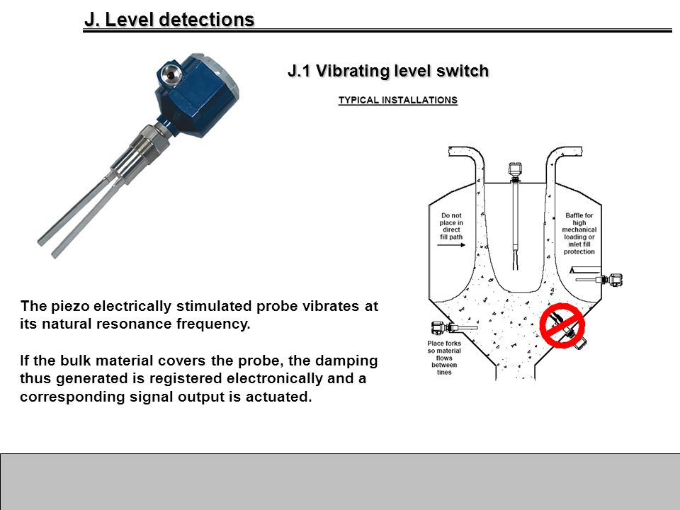 J. Level detections J.1 Vibrating level switch