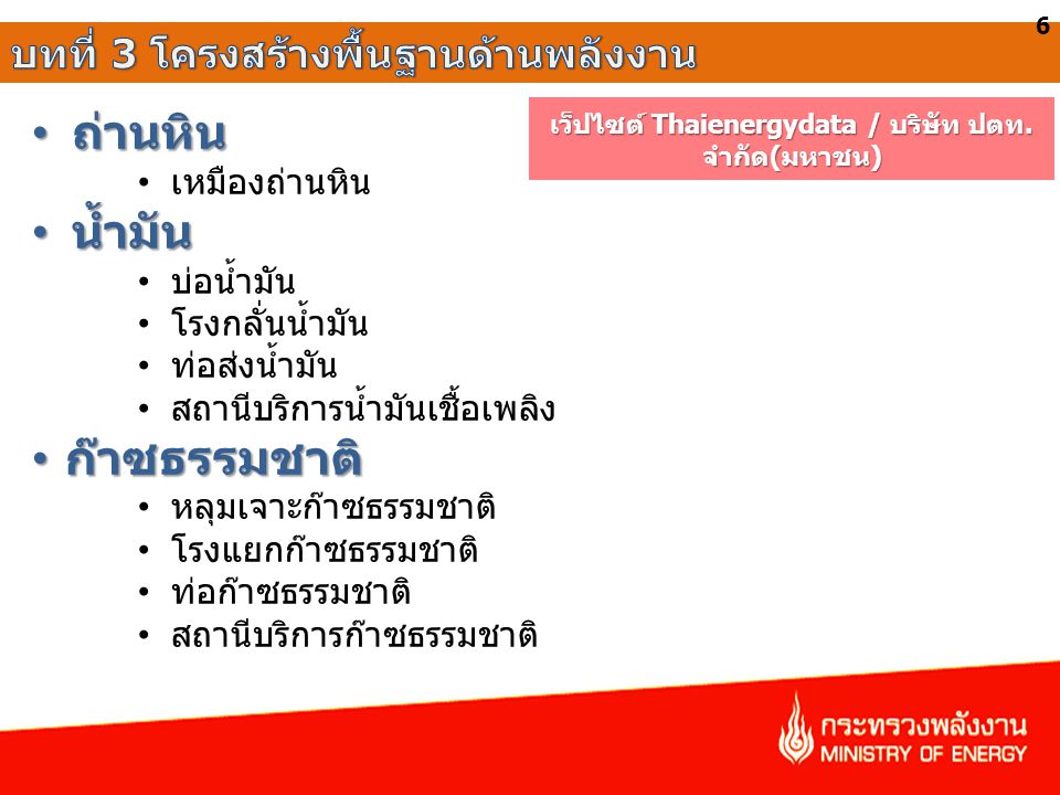 เว็ปไซต์ Thaienergydata / บริษัท ปตท. จำกัด(มหาชน)
