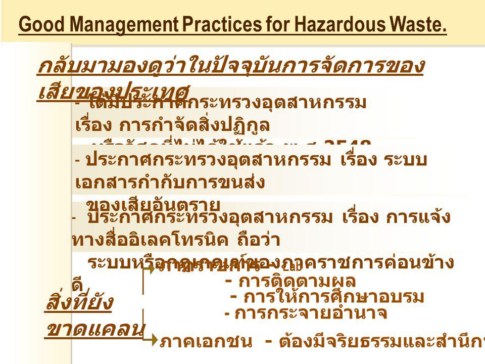 Good Management Practices for Hazardous Waste.
