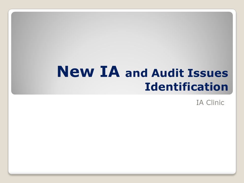New IA and Audit Issues Identification