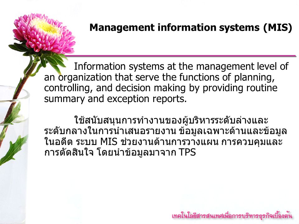 Management information systems (MIS)