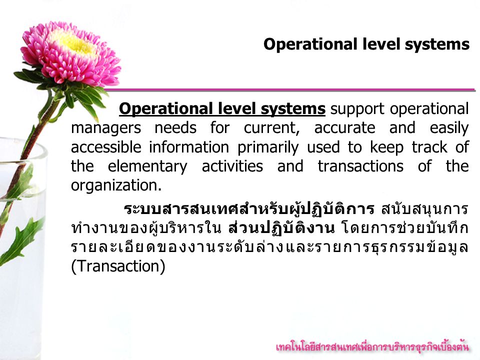 Operational level systems