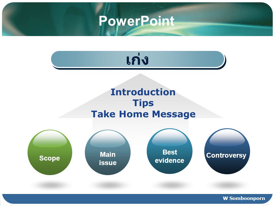 เก่ง PowerPoint Introduction Tips Take Home Message Best evidence