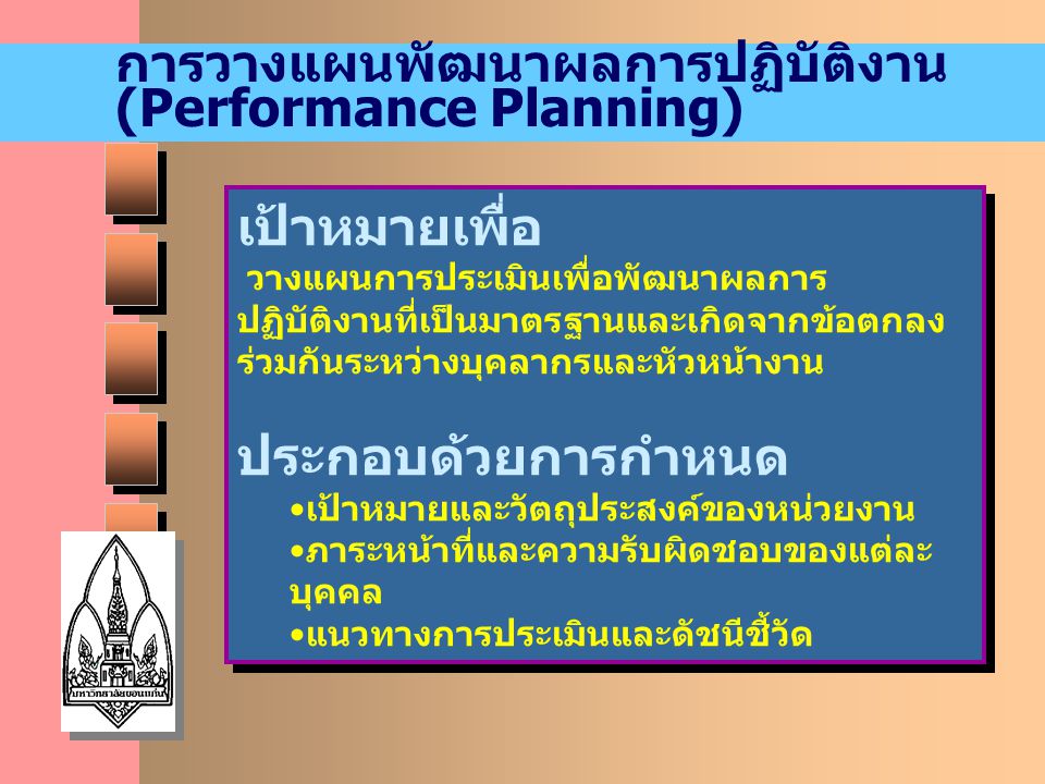 การวางแผนพัฒนาผลการปฏิบัติงาน (Performance Planning)