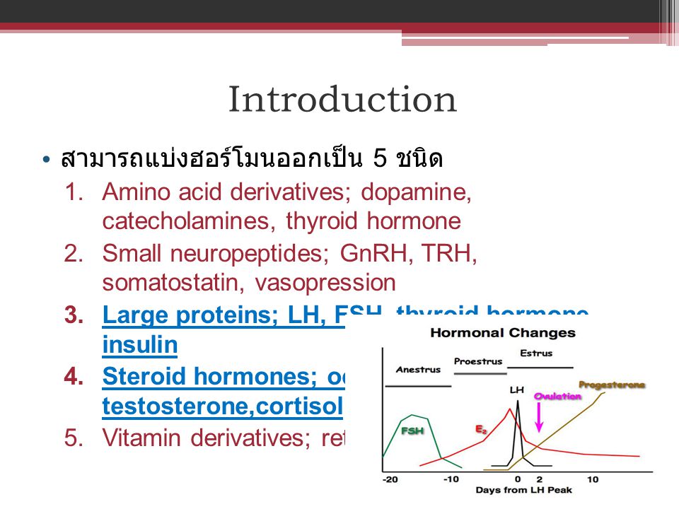 Introduction สามารถแบ่งฮอร์โมนออกเป็น 5 ชนิด