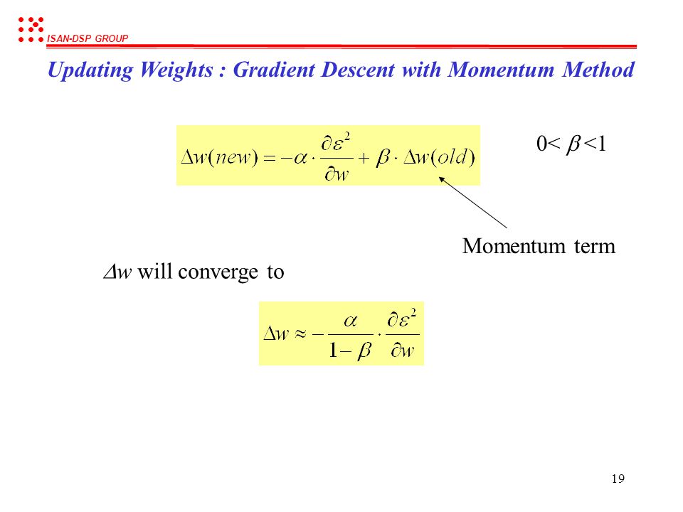 Updating Weights : Gradient Descent with Momentum Method