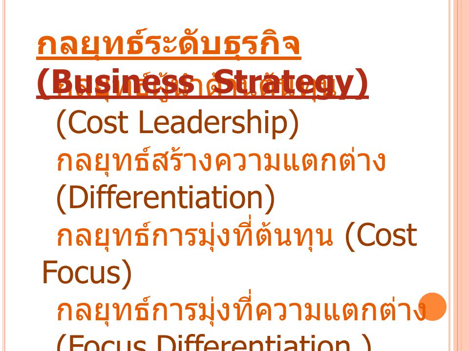 กลยุทธ์ระดับธุรกิจ (Business Strategy)