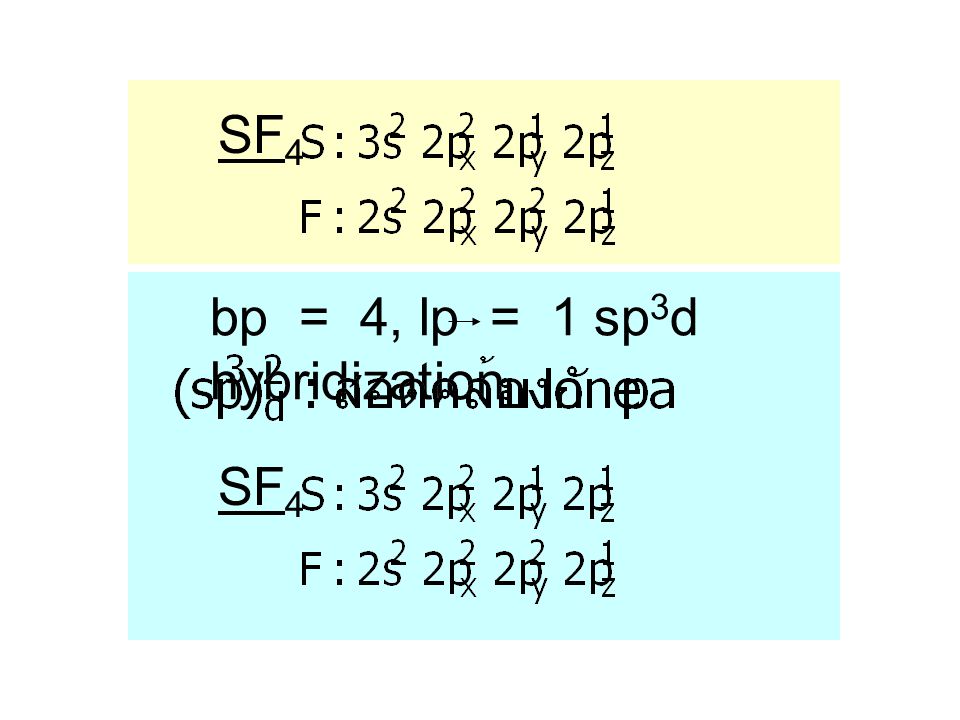SF4 bp = 4, lp = 1 sp3d hybridization SF4