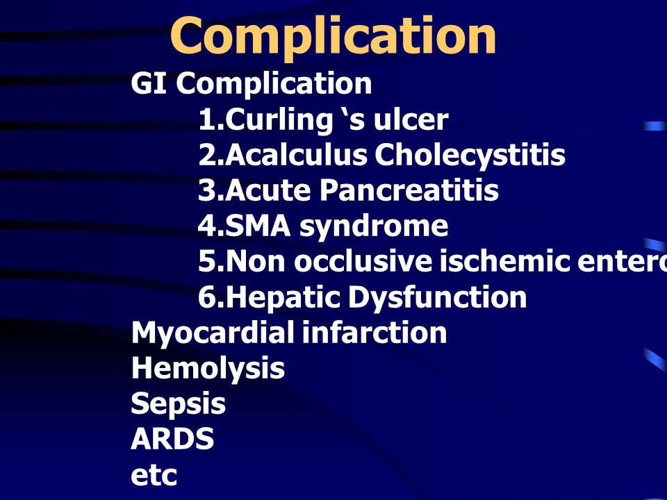 Complication GI Complication 1.Curling ‘s ulcer