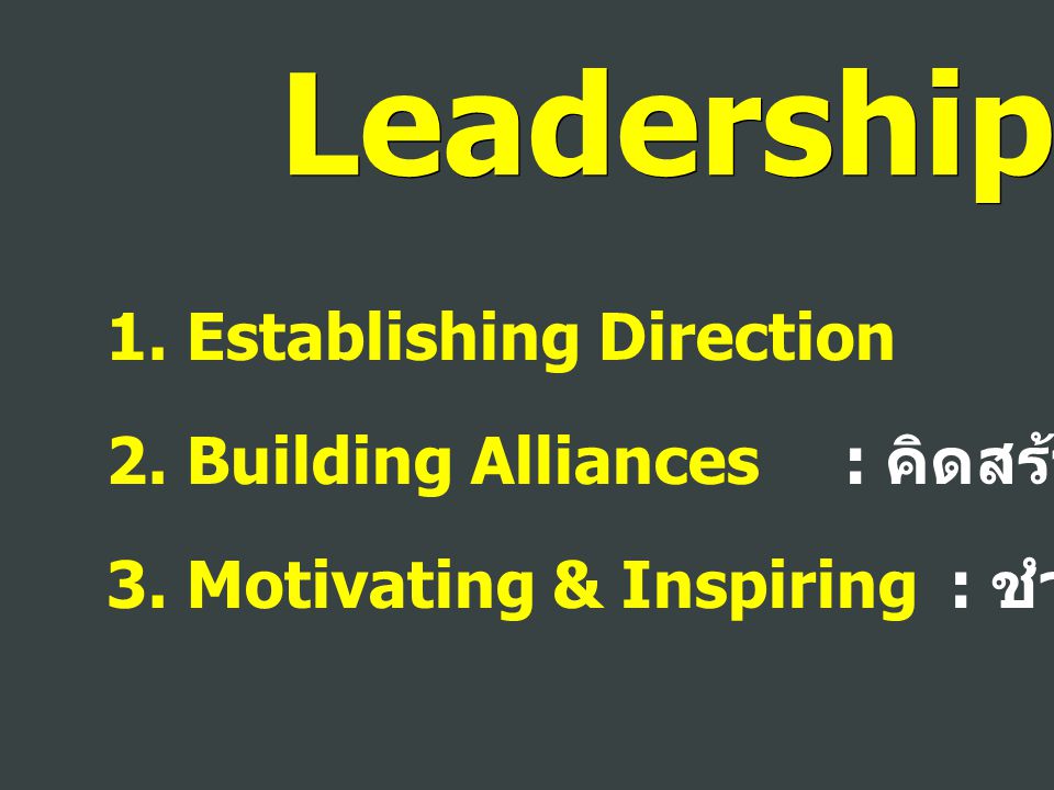 Leadership 1. Establishing Direction : กำหนดทิศ