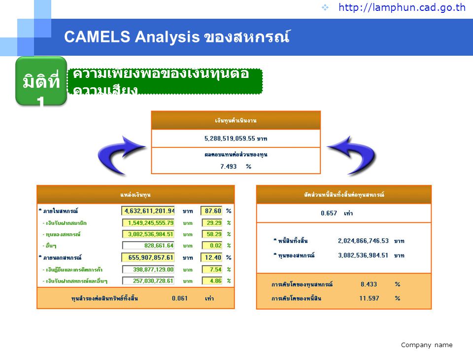 CAMELS Analysis ของสหกรณ์