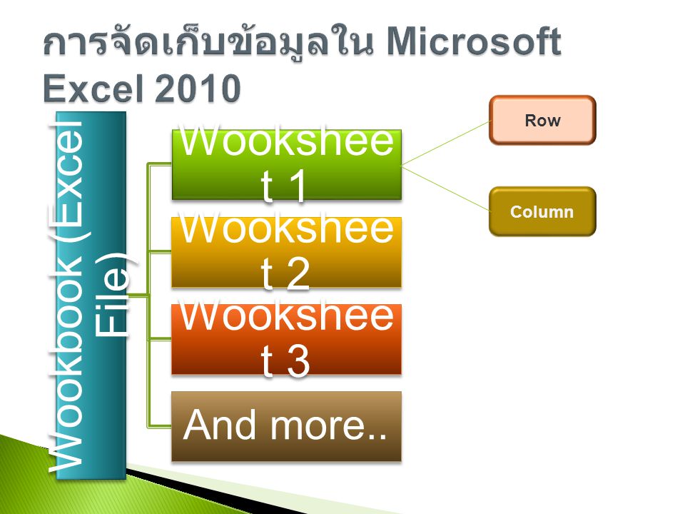 การจัดเก็บข้อมูลใน Microsoft Excel 2010