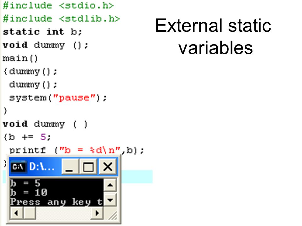 External static variables