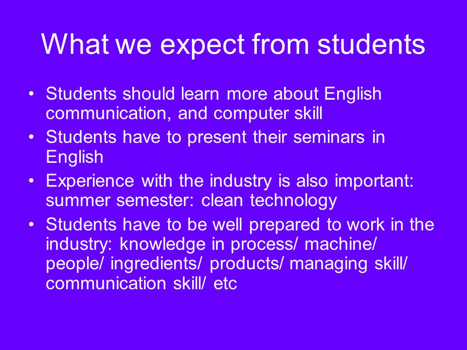 What we expect from students