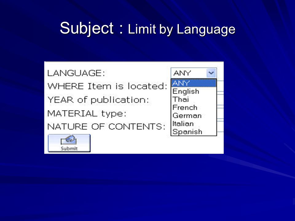 Subject : Limit by Language