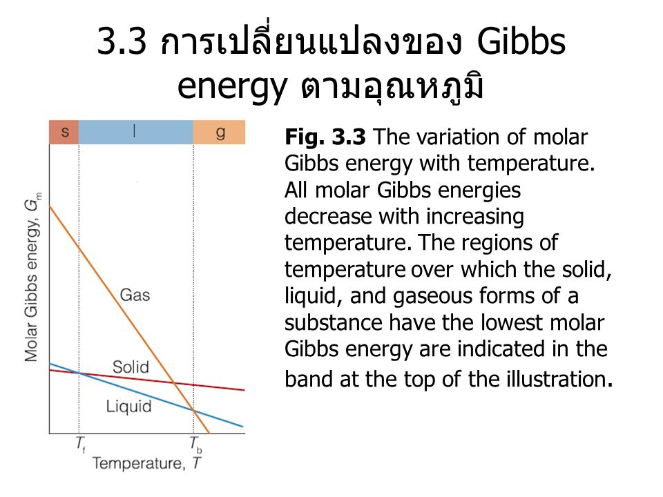 3.3 การเปลี่ยนแปลงของ Gibbs energy ตามอุณหภูมิ