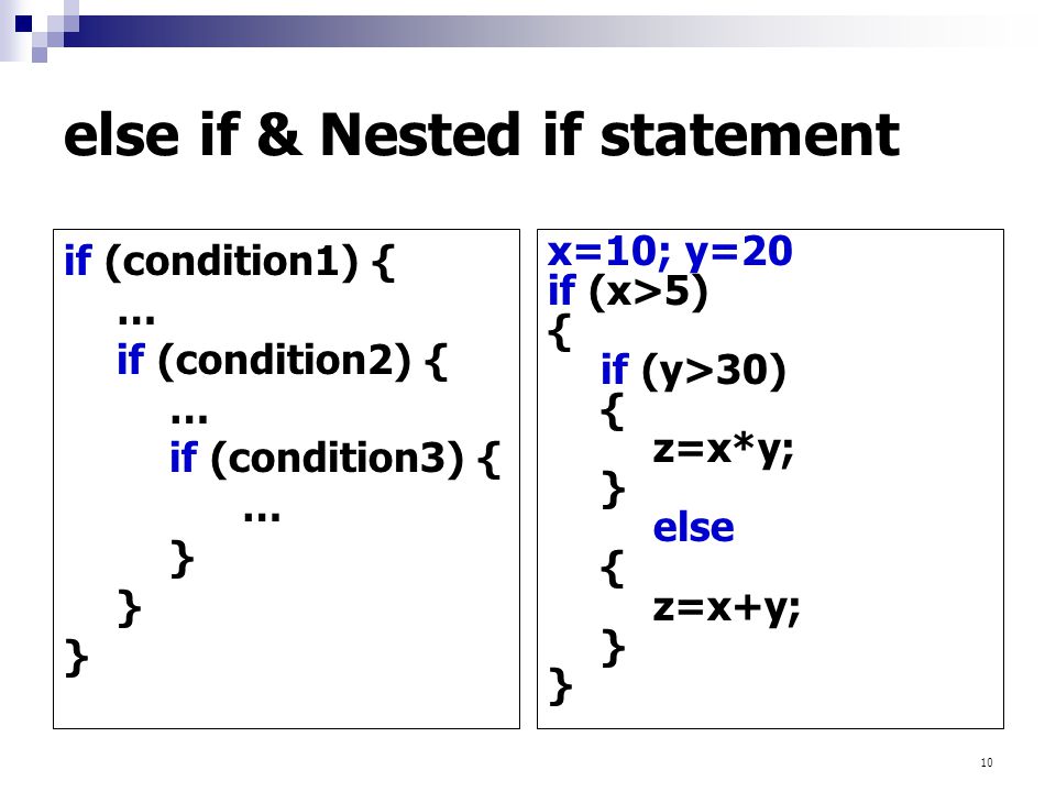 else if & Nested if statement
