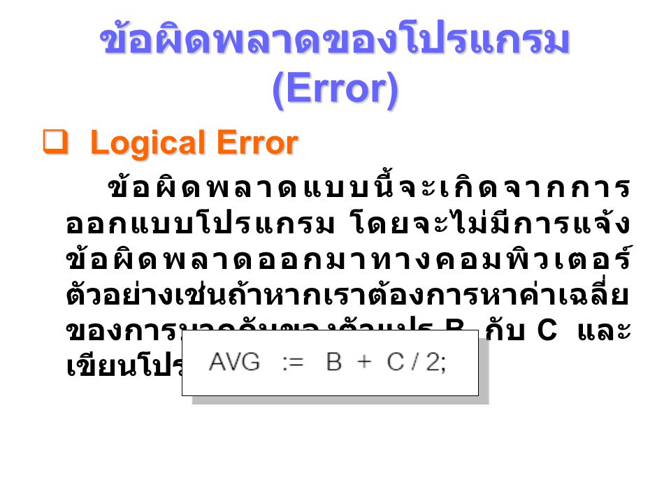 ข้อผิดพลาดของโปรแกรม (Error)