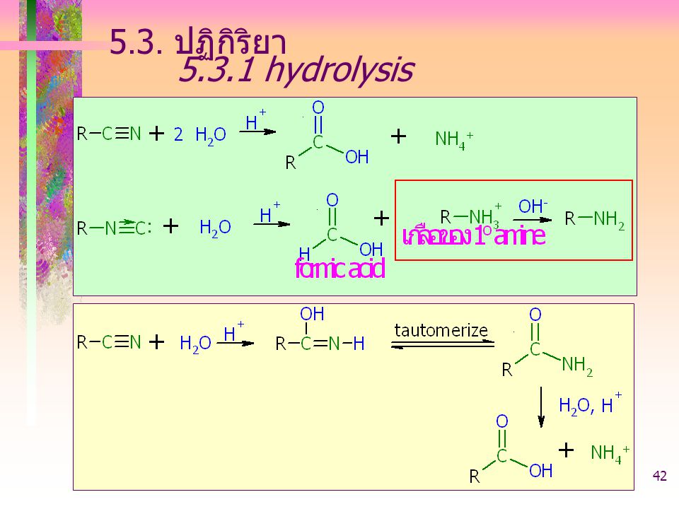 5.3. ปฏิกิริยา hydrolysis acid derivative