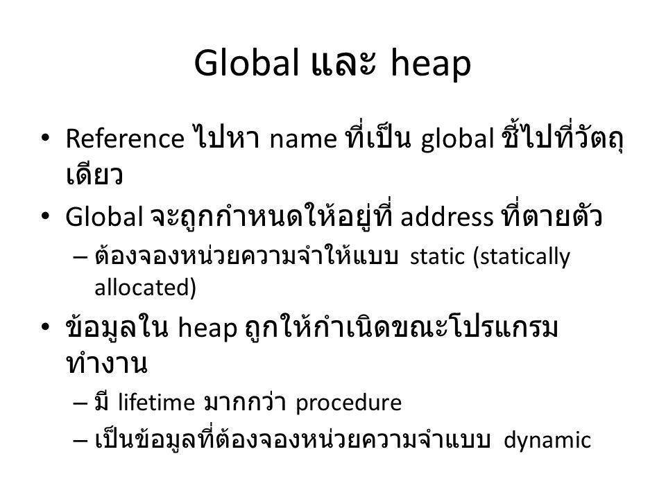 Global และ heap Reference ไปหา name ที่เป็น global ชี้ไปที่วัตถุเดียว