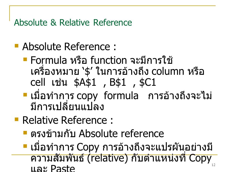 Absolute & Relative Reference