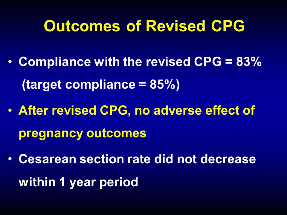 Outcomes of Revised CPG