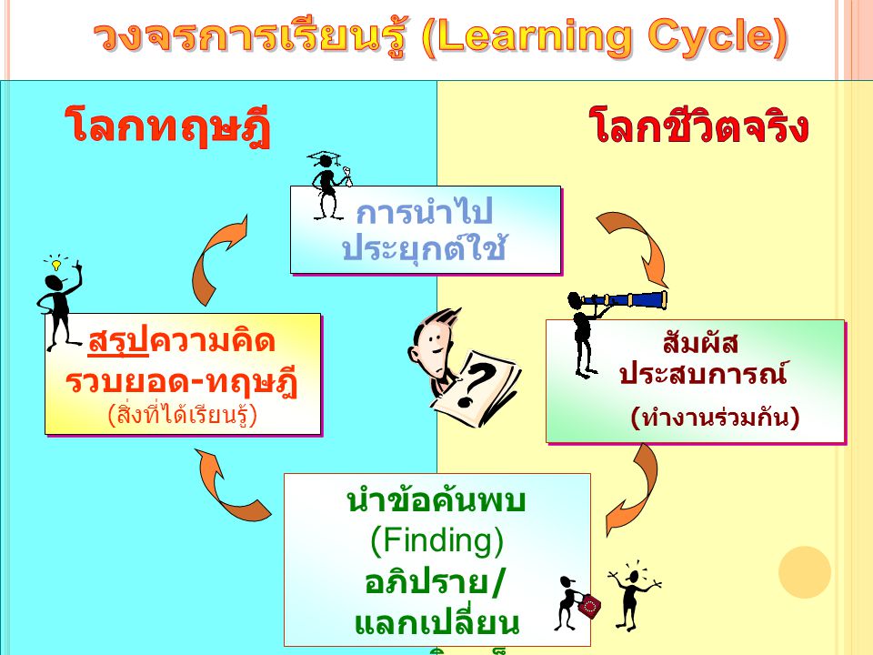 (ทำงานร่วมกัน) วงจรการเรียนรู้ (Learning Cycle) โลกชีวิตจริง การนำไป