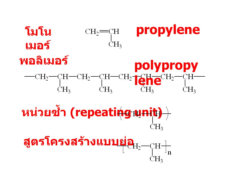 propylene polypropylene โมโนเมอร์ พอลิเมอร์ หน่วยซ้ำ (repeating unit)