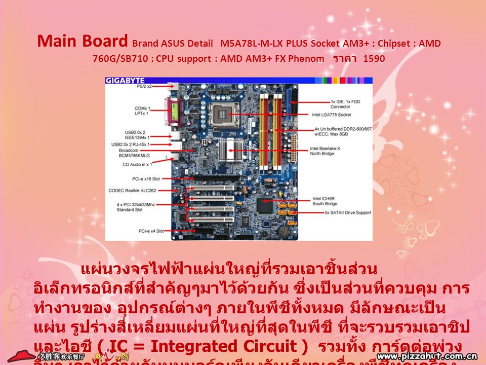 Main Board Brand ASUS Detail M5A78L-M-LX PLUS Socket AM3+ : Chipset : AMD 760G/SB710 : CPU support : AMD AM3+ FX Phenom ราคา 1590