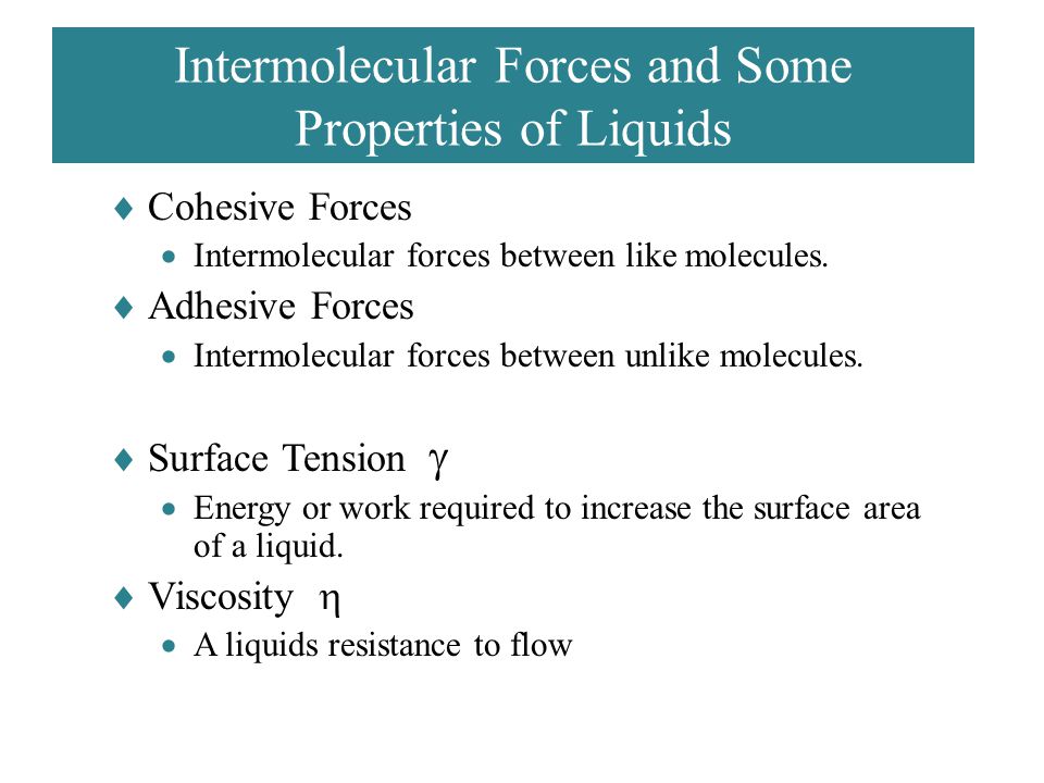 Intermolecular Forces and Some Properties of Liquids
