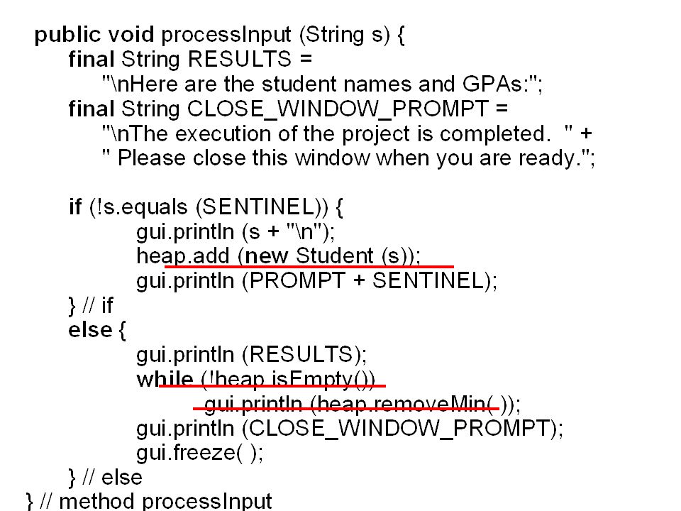โปรแกรมเป็นโปรแกรมที่เติมนักเรียนหนึ่งคน ซึ่งมีชื่อตาม input s ลงใน heap