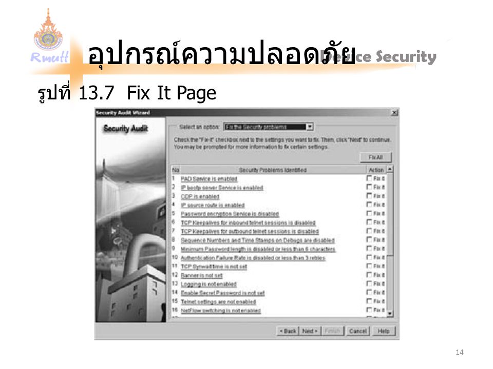 อุปกรณ์ความปลอดภัย รูปที่ 13.7 Fix It Page