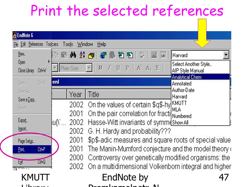 Print the selected references