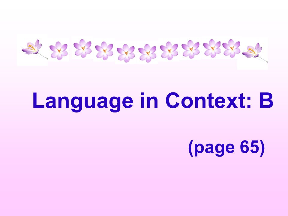 Language in Context: B (page 65)