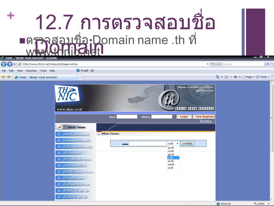 12.7 การตรวจสอบชื่อ Domain