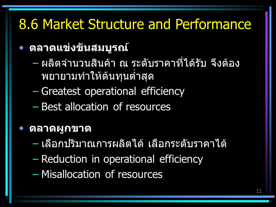8.6 Market Structure and Performance