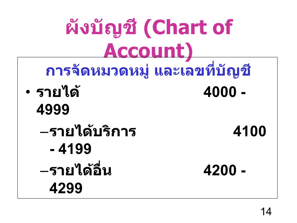 ผังบัญชี (Chart of Account)
