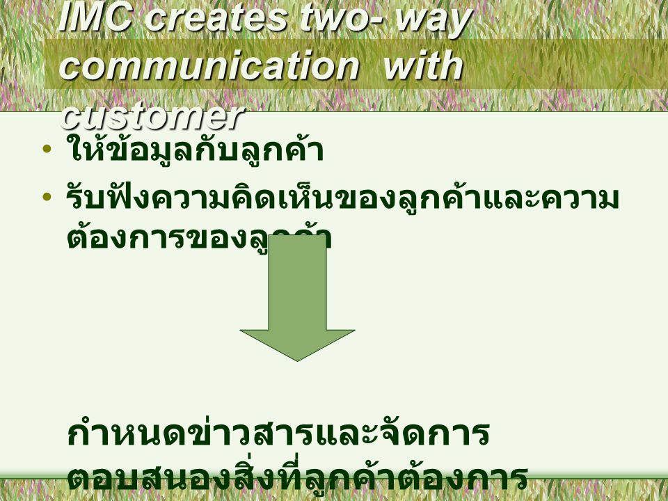 IMC creates two- way communication with customer