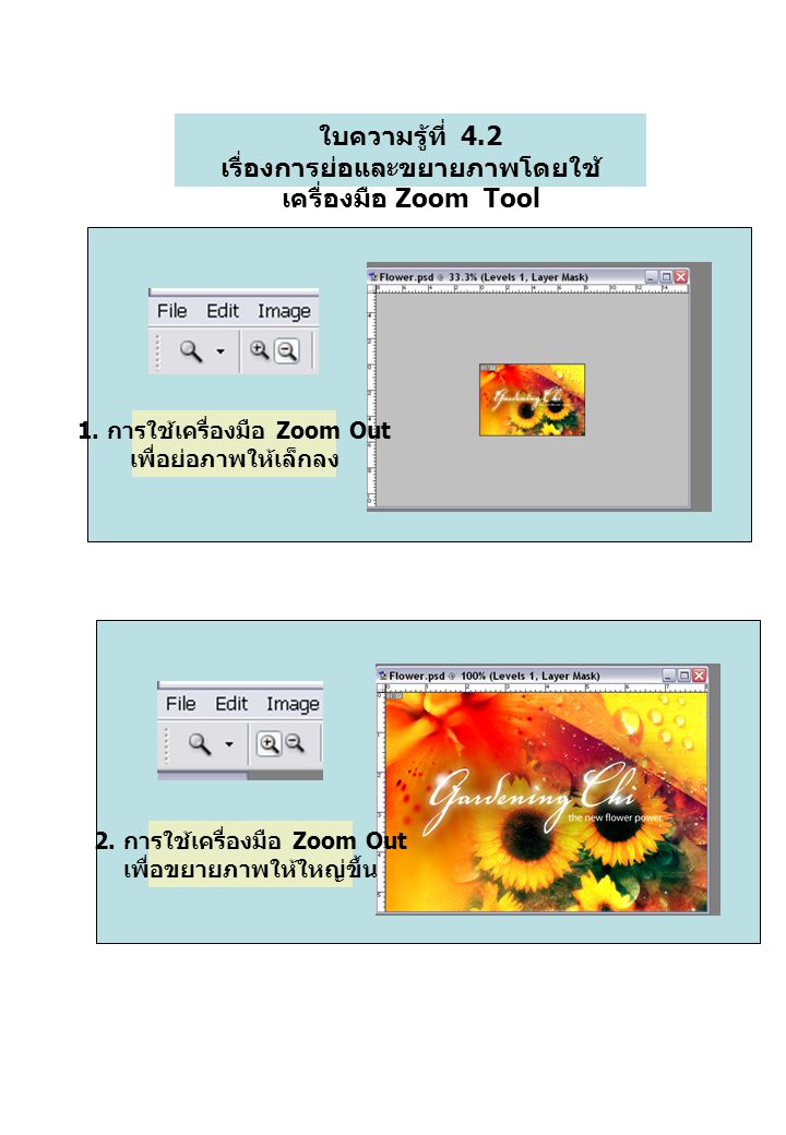 ใบความรู้ที่ 4.2 เรื่องการย่อและขยายภาพโดยใช้เครื่องมือ Zoom Tool