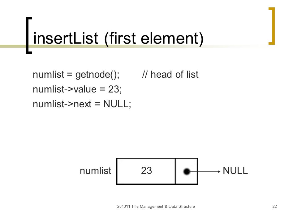 insertList (first element)