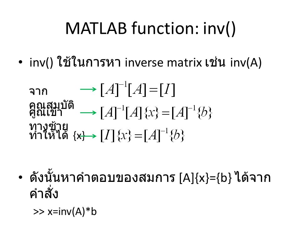 MATLAB function: inv()