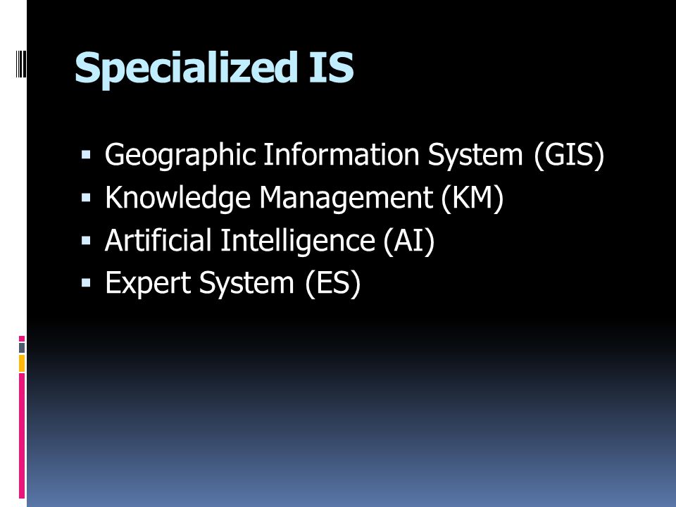 Specialized IS Geographic Information System (GIS)