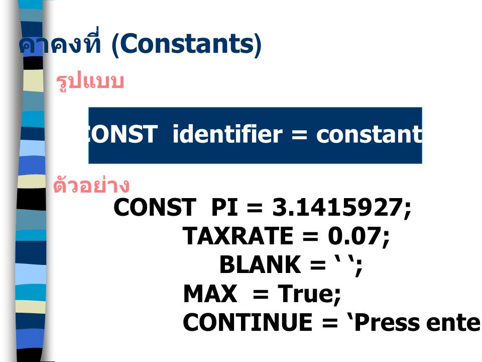CONST identifier = constant;
