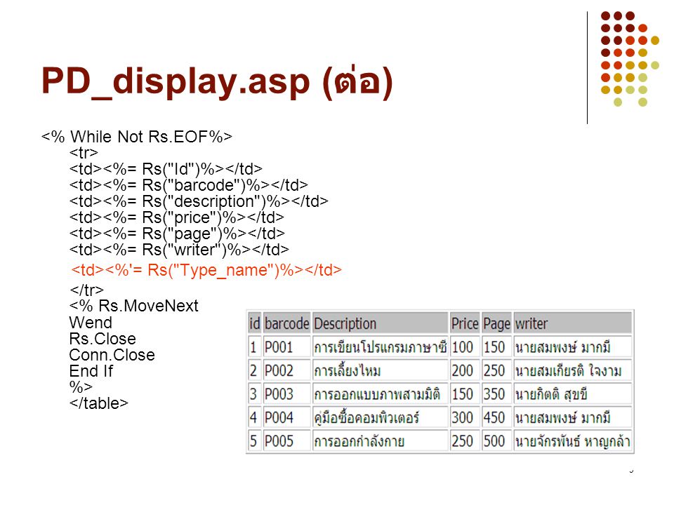 PD_display.asp (ต่อ)